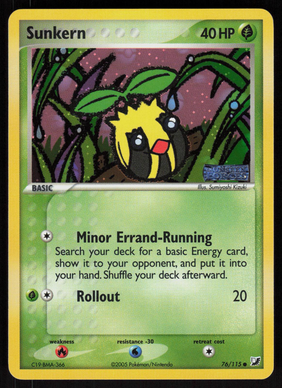 Pokemon Sunkern 76/115 Unseen Forces Common Reverse Holo Near Mint
