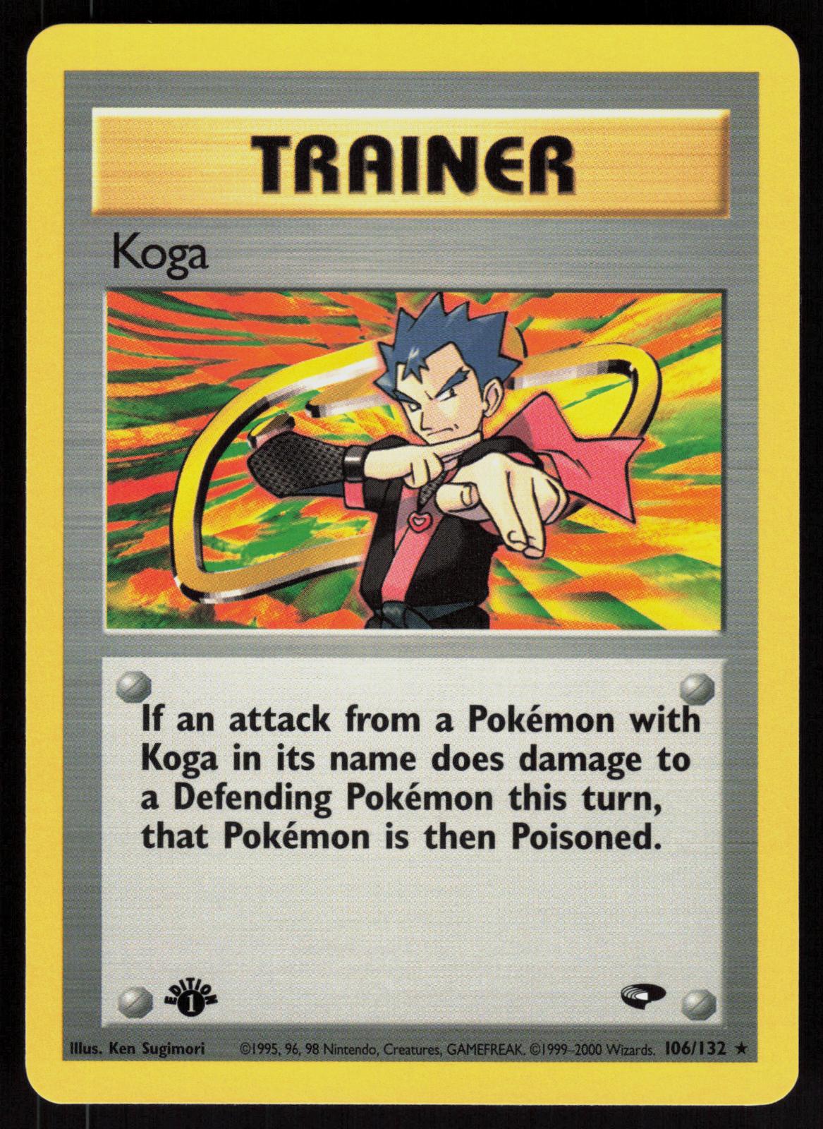 Pokemon Koga 106/132 Gym Challenge Rare 1st Edition Near Mint