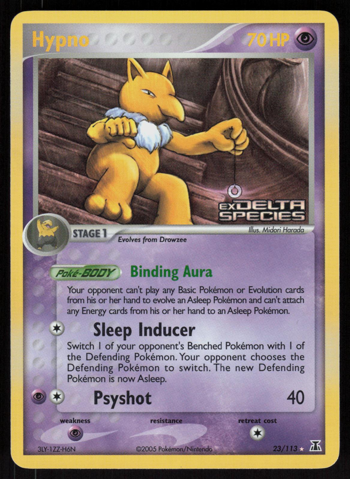 Pokemon Hypno 23/113 Delta Species Rare Reverse Holo Near Mint