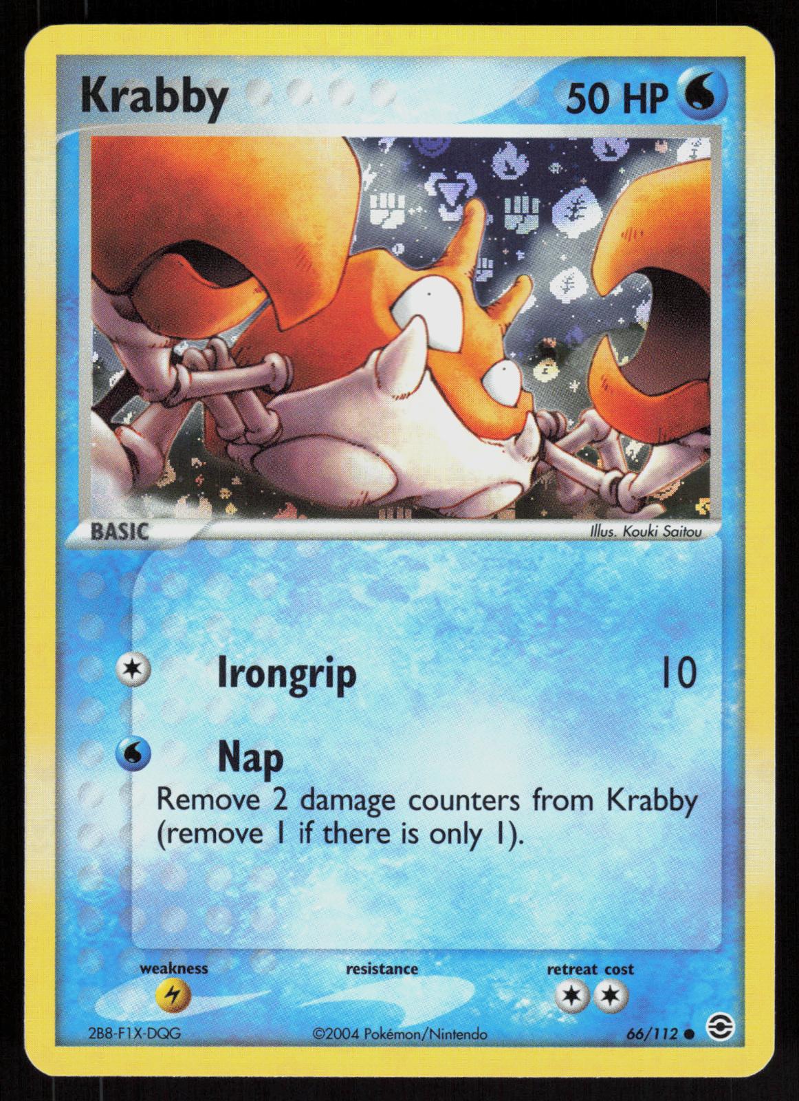 Pokemon Krabby 66/112 FireRed & LeafGreen Common Reverse Holo Near Mint