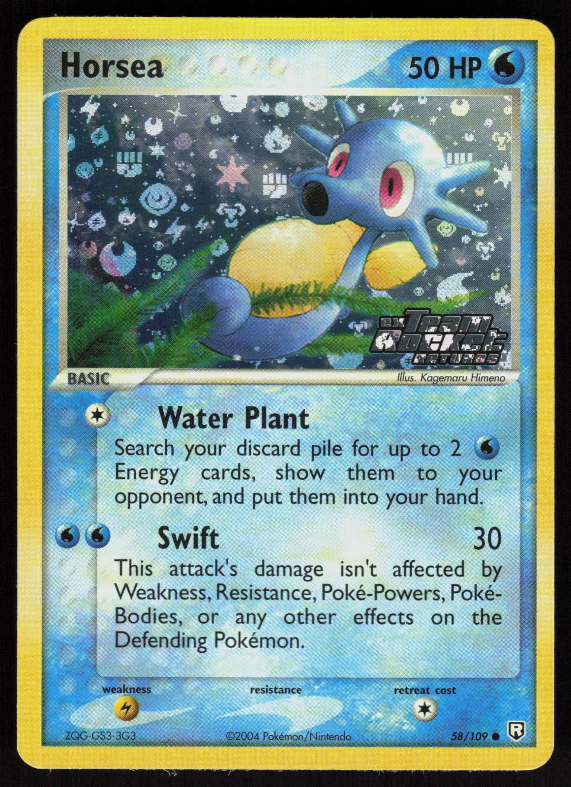 Pokemon Horsea 58/109 Team Rocket Returns Common Reverse Holo Near Mint