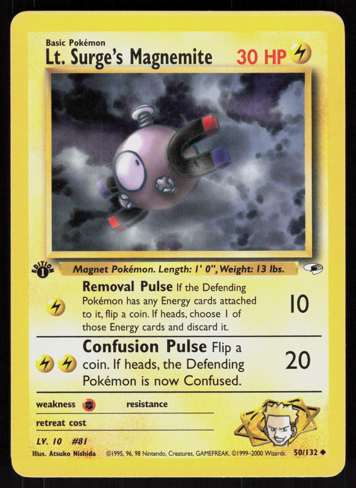 Pokemon Lt. Surge's Magnemite 50/132 Gym Heroes Uncommon Near Mint