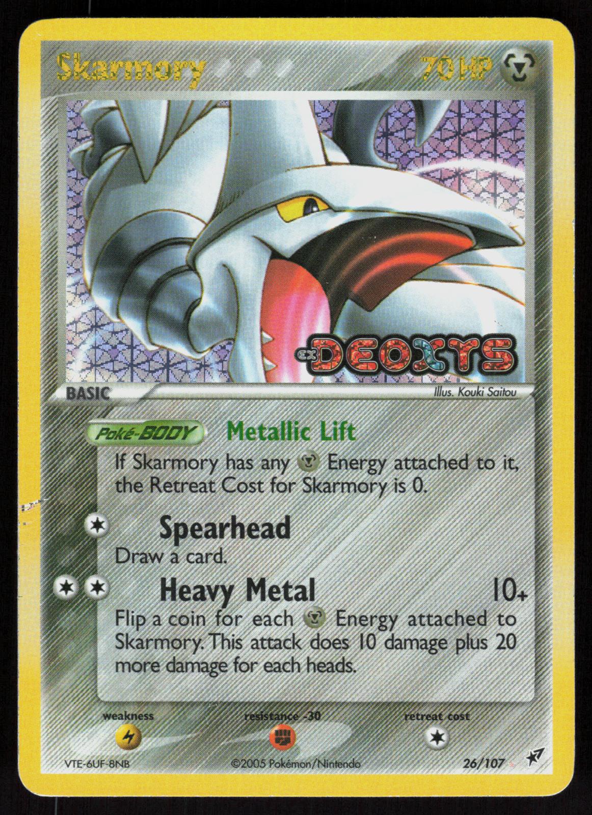 Pokemon Skarmory 26/107 Deoxys Rare Reverse Holo Lightly Played