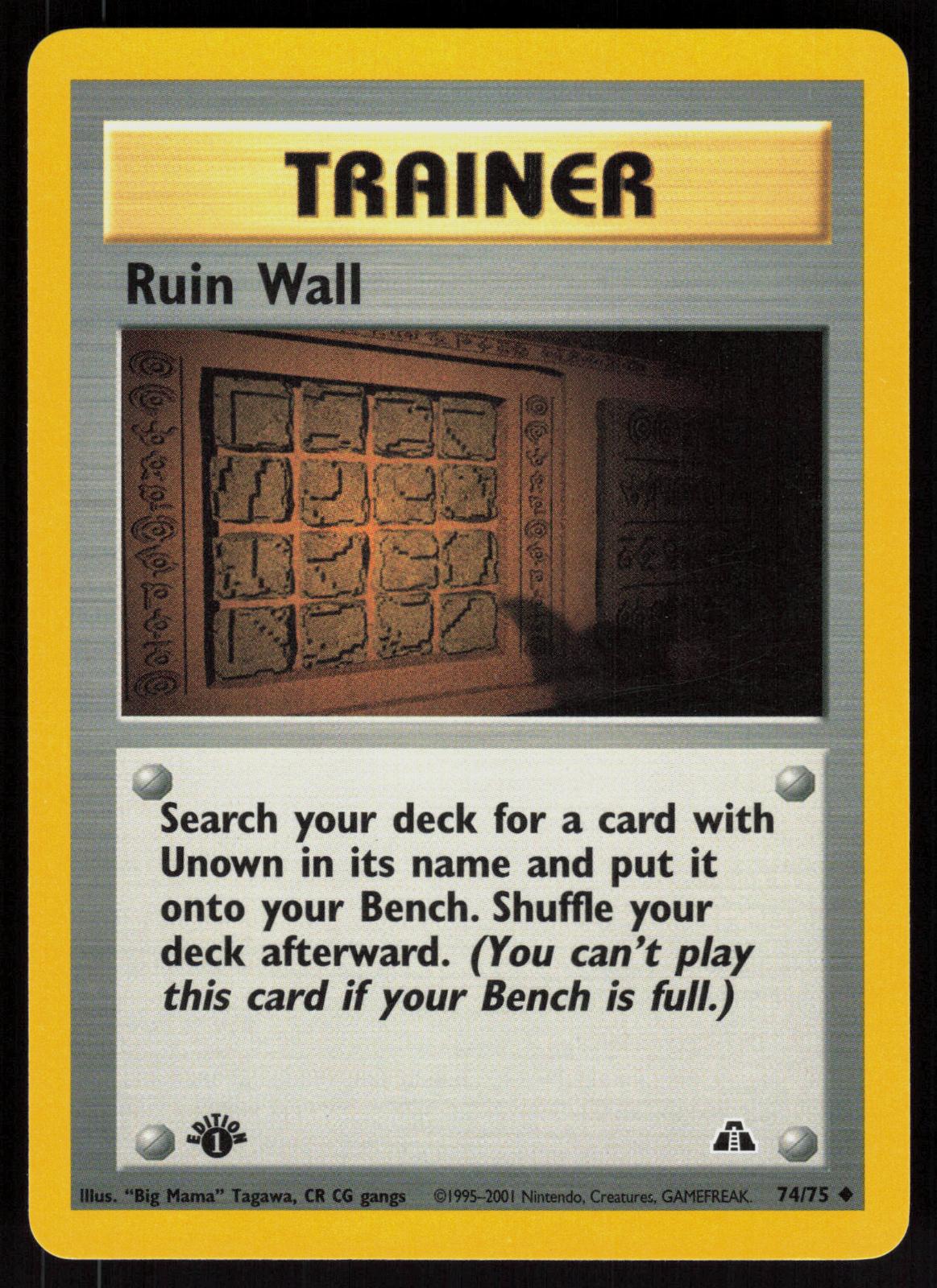 Pokemon Ruin Wall 74/75 Neo Discovery Uncommon 1st Edition Near Mint