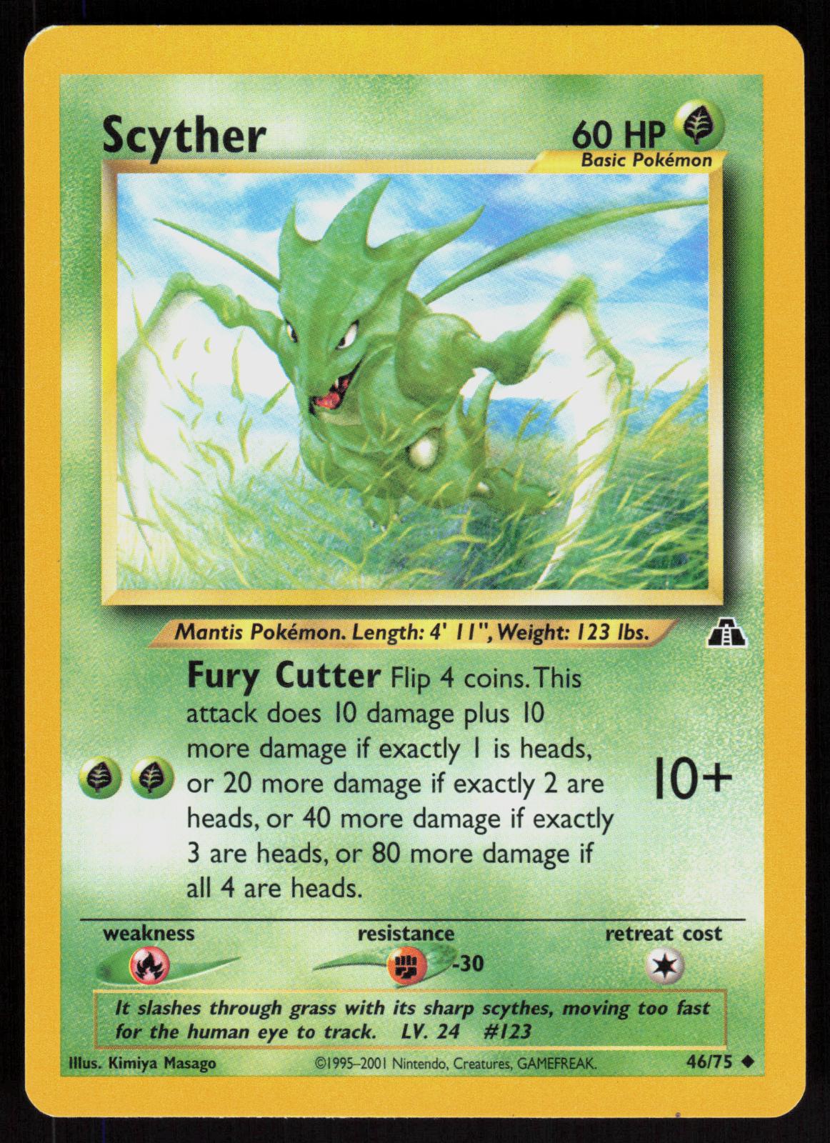 Pokemon Scyther 46/75 Neo Discovery Uncommon Near Mint