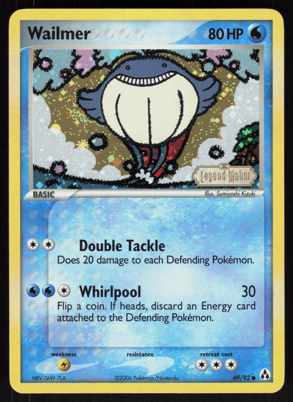 Pokemon Wailmer 69/92 Legend Maker Common Reverse Holo Near Mint