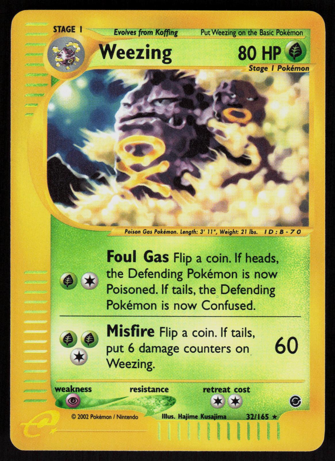 Pokemon Weezing 32/165 Expedition Base Set Rare Reverse Holo Near Mint