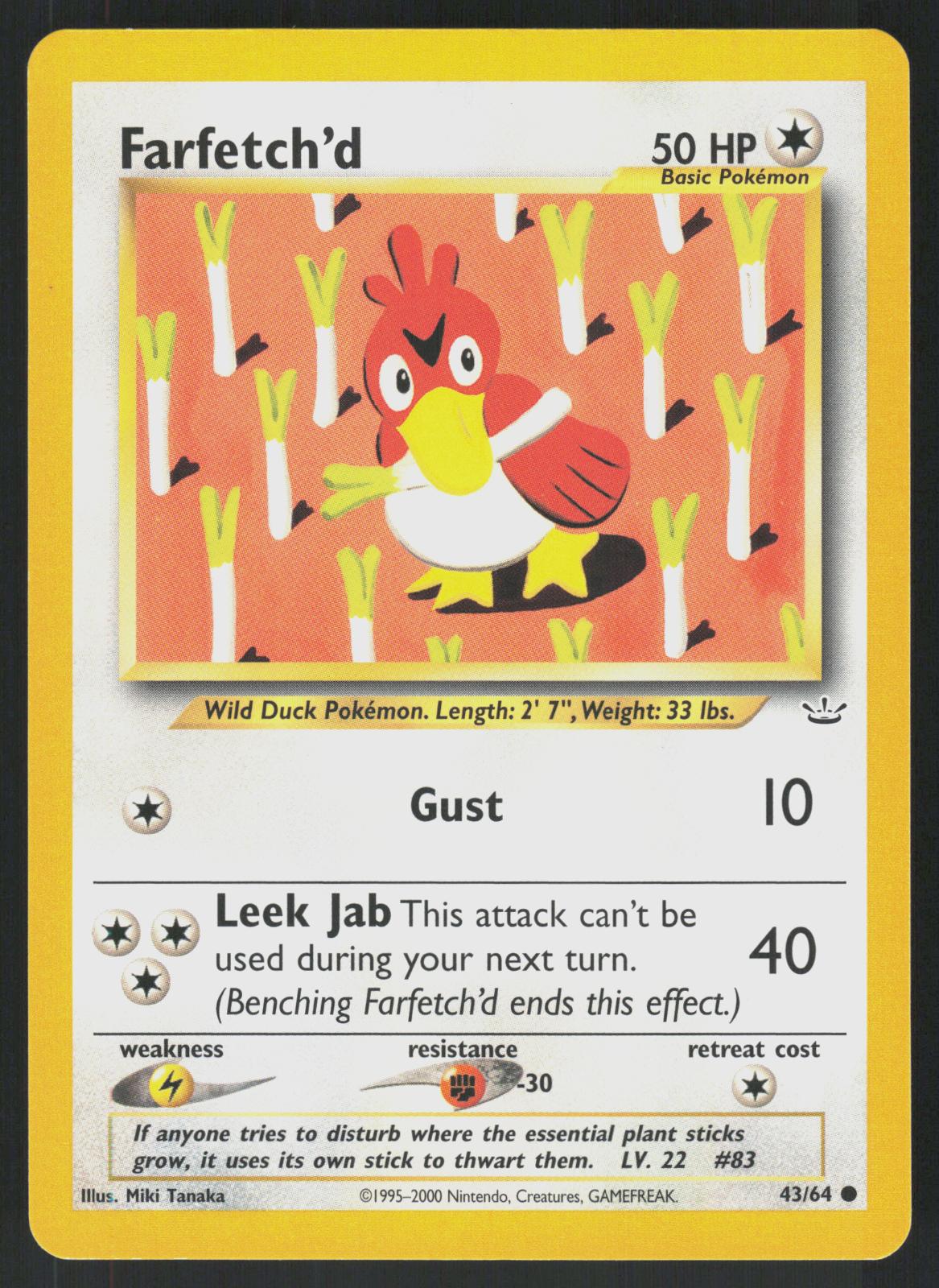 Pokemon Farfetch'd 43/64 Neo Revelation Common Near Mint