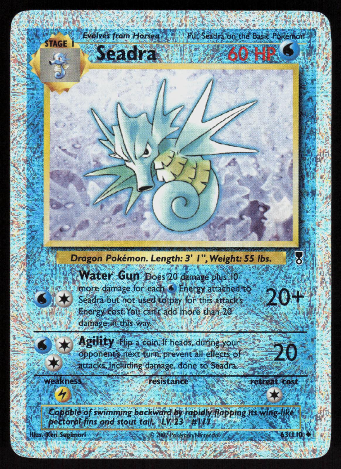Pokemon Seadra 63/110 Legendary Collection Reverse Holo Heavily Played