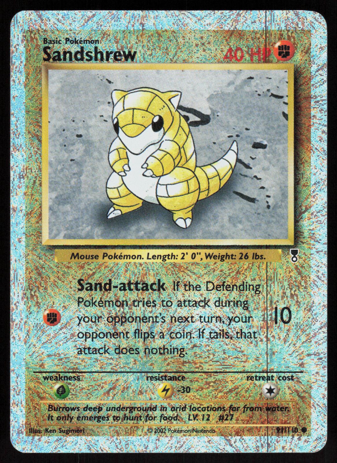 Pokemon Sandshrew 91/110 Legendary Collection Reverse Holo Heavily Played