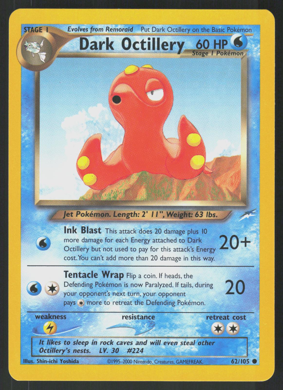 Pokemon Dark Octillery 62/105 Neo Destiny Common Near Mint