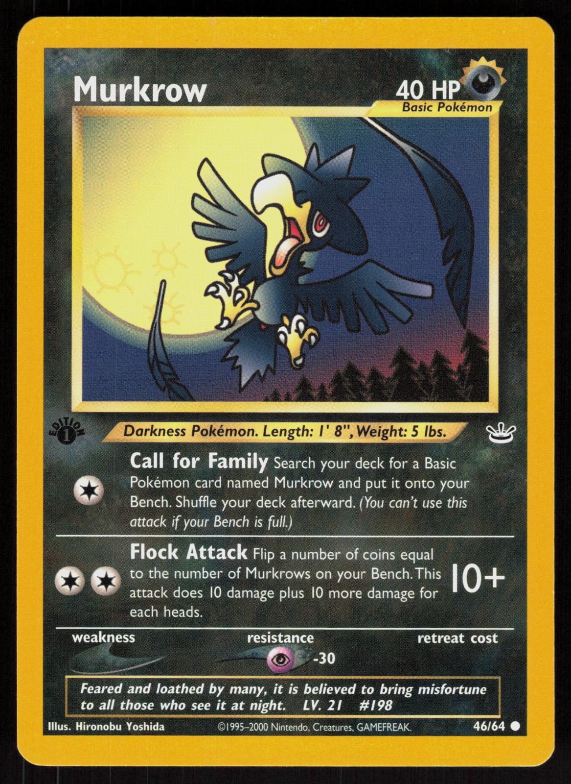 Pokemon Murkrow 46/64 Neo Revelation Common 1st Edition Near Mint