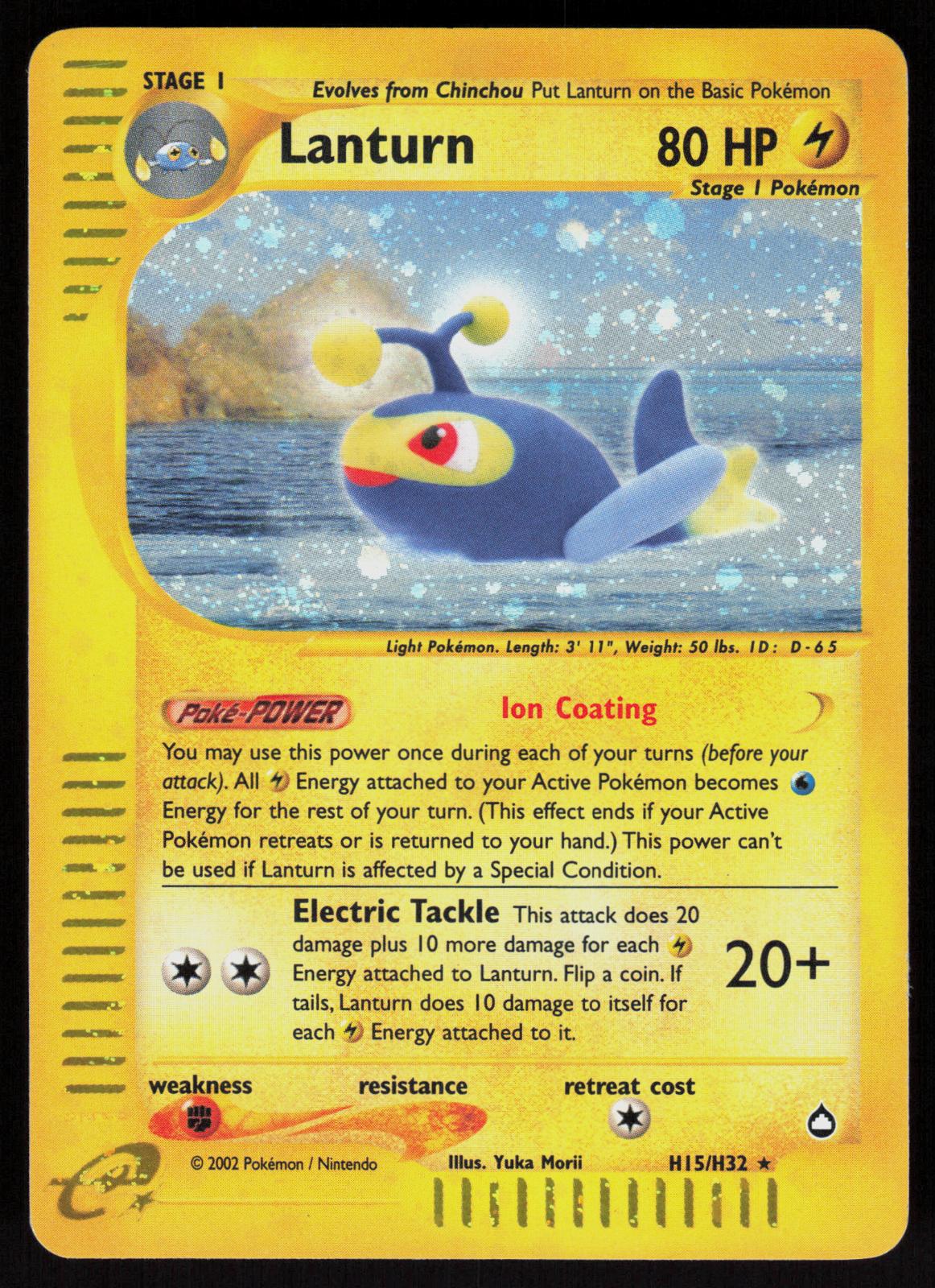 Pokemon Lanturn H15/H32 Aquapolis Holo Holo Rare Moderately Played