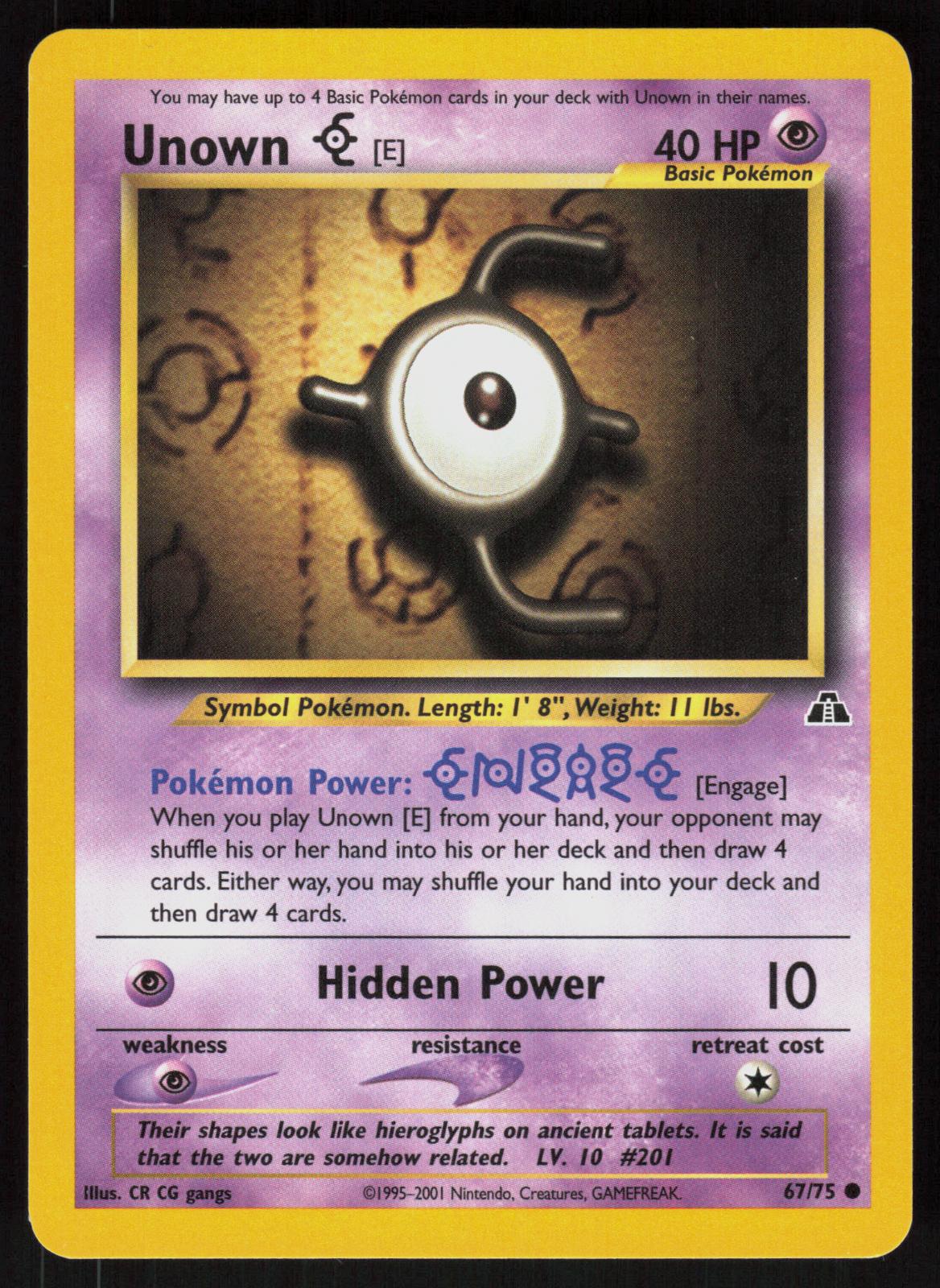 Pokemon Unown [E] 67/75 Neo Discovery Common Near Mint