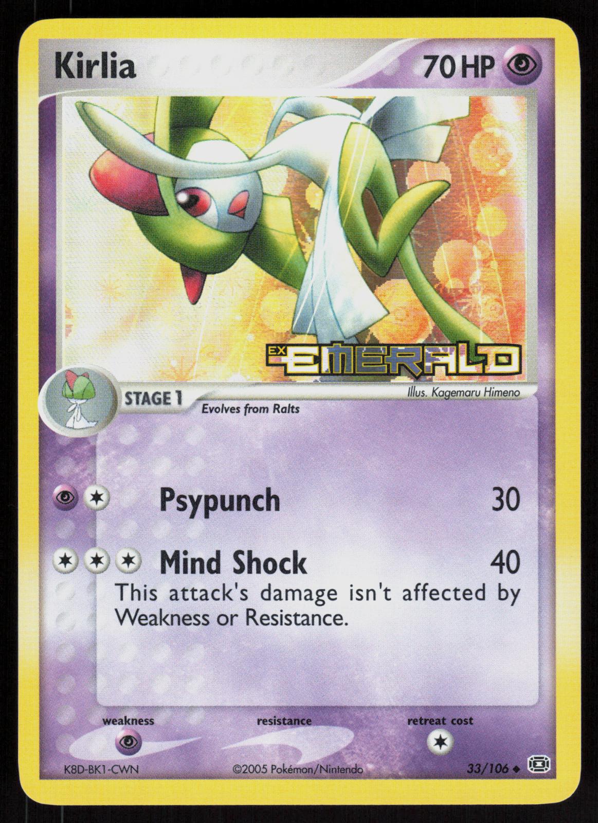 Pokemon Kirlia 33/106 Emerald Uncommon Reverse Holo Near Mint