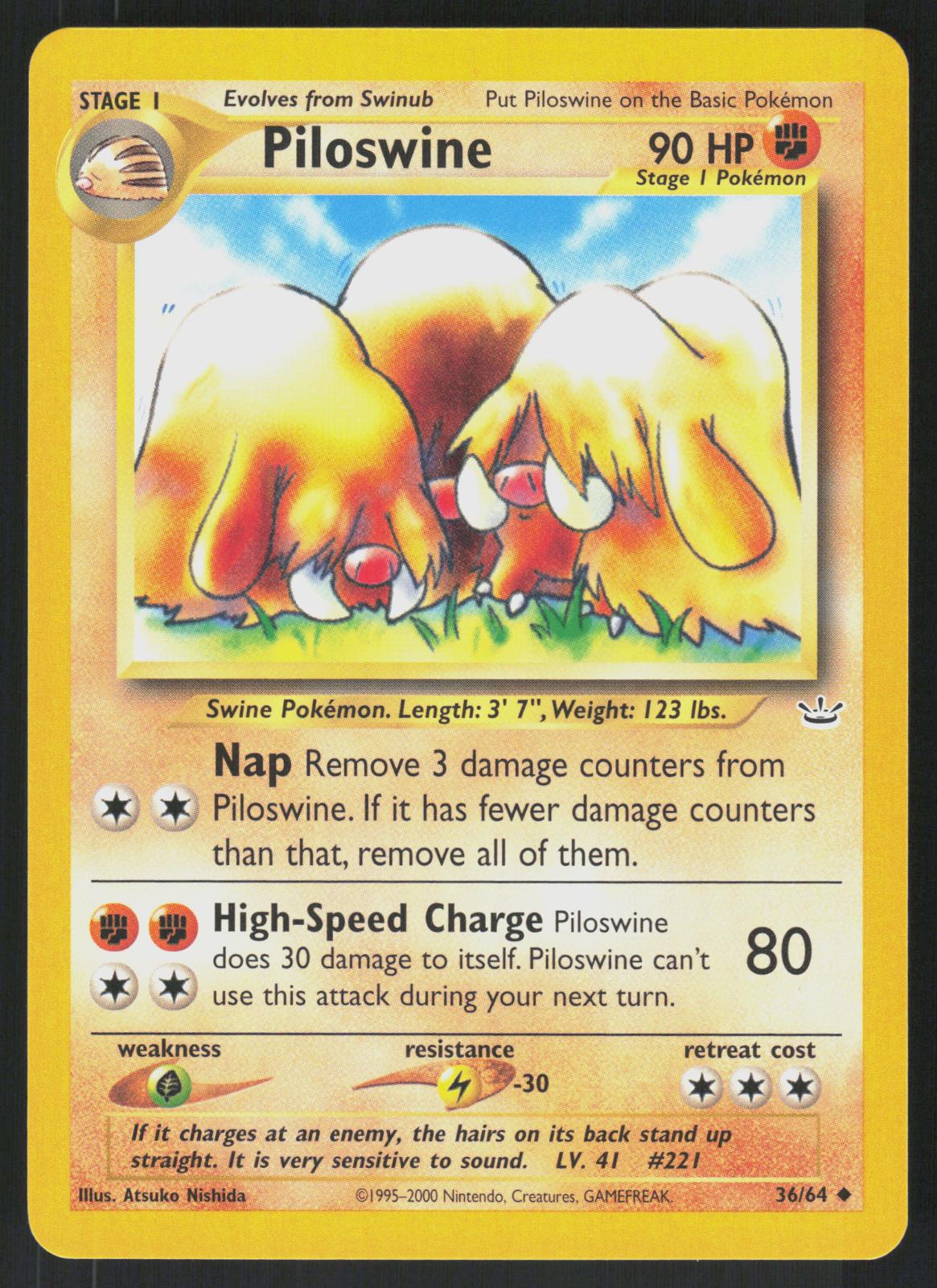 Pokemon Piloswine 36/64 Neo Revelation Uncommon Near Mint