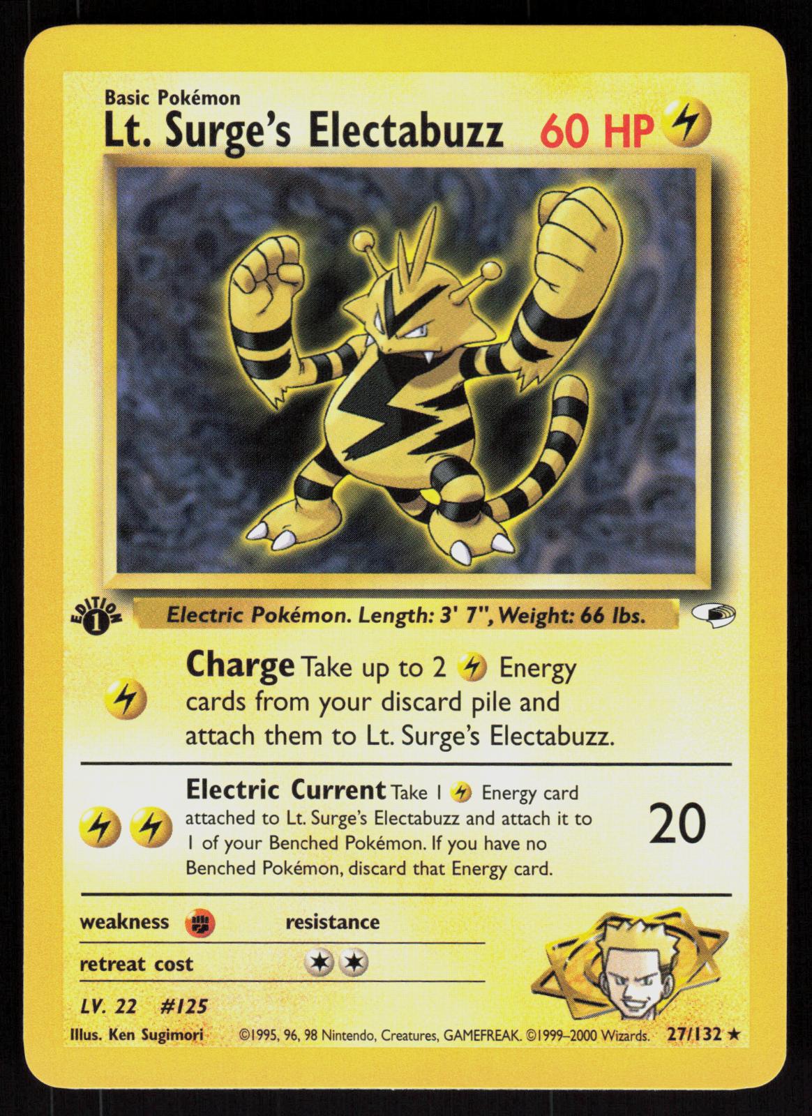 Pokemon Lt. Surge's Electabuzz 27/132 Gym Heroes Rare Near Mint