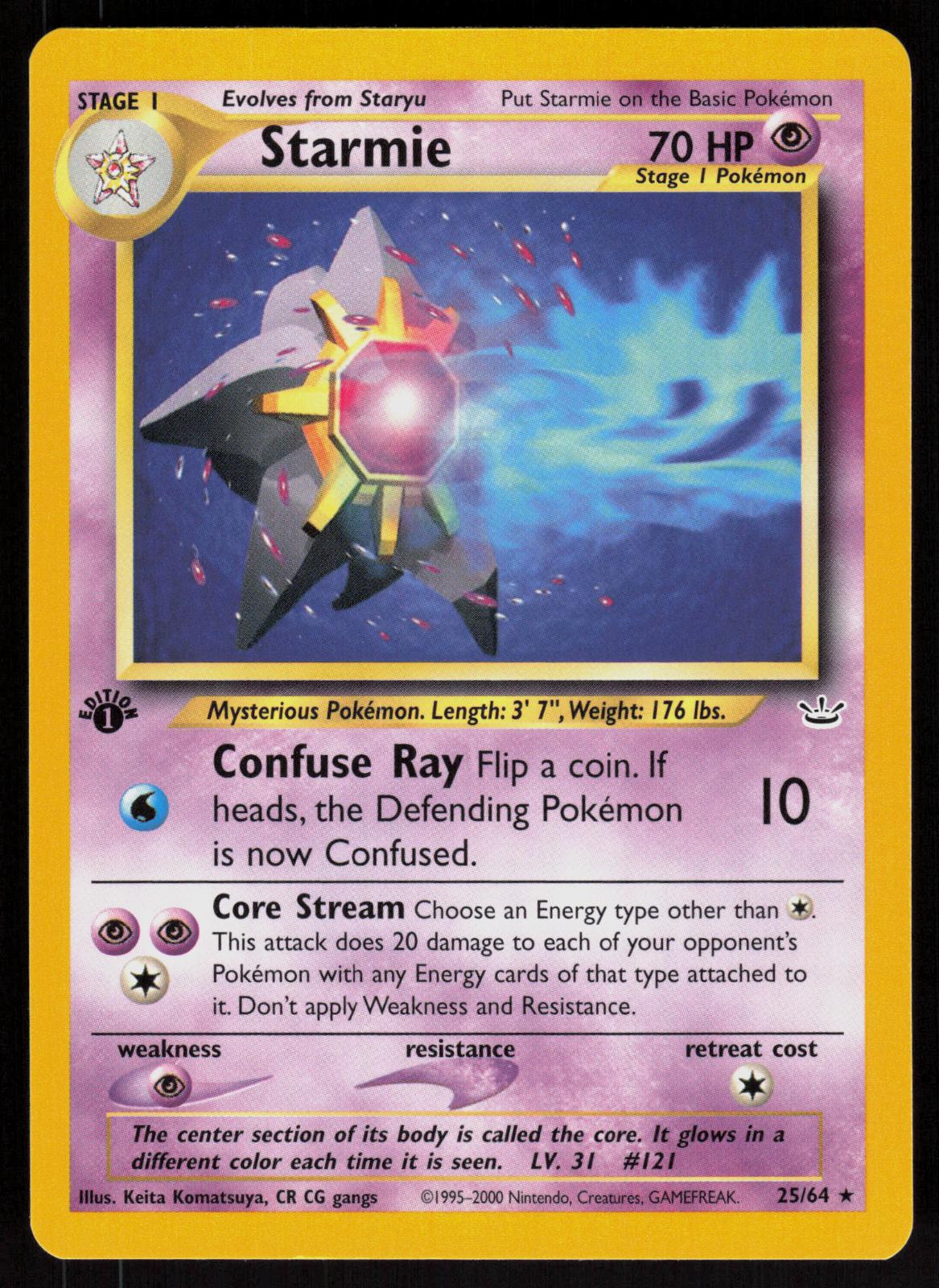 Pokemon Starmie 25/64 Neo Revelation Rare 1st Edition Near Mint