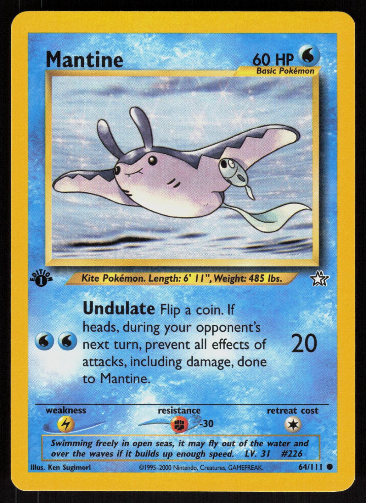 Pokemon Mantine 64/111 Neo Genesis Common 1st Edition Near Mint