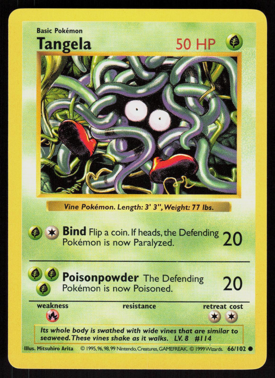 Pokemon Tangela 66/102 Base Set Shadowless Common Near Mint