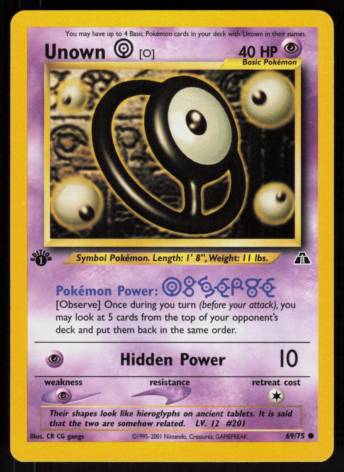 Pokemon Unown [O] 69/75 Neo Discovery Common 1st Edition Near Mint