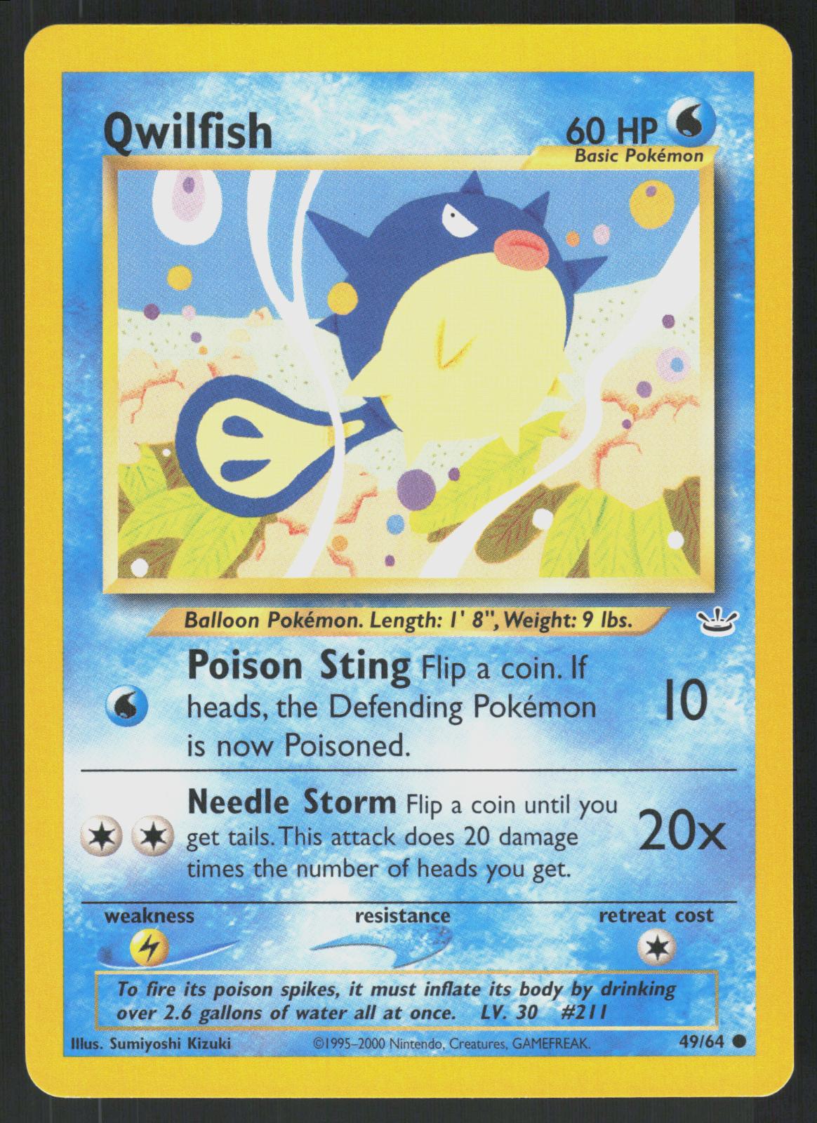Pokemon Qwilfish 49/64 Neo Revelation Common Near Mint