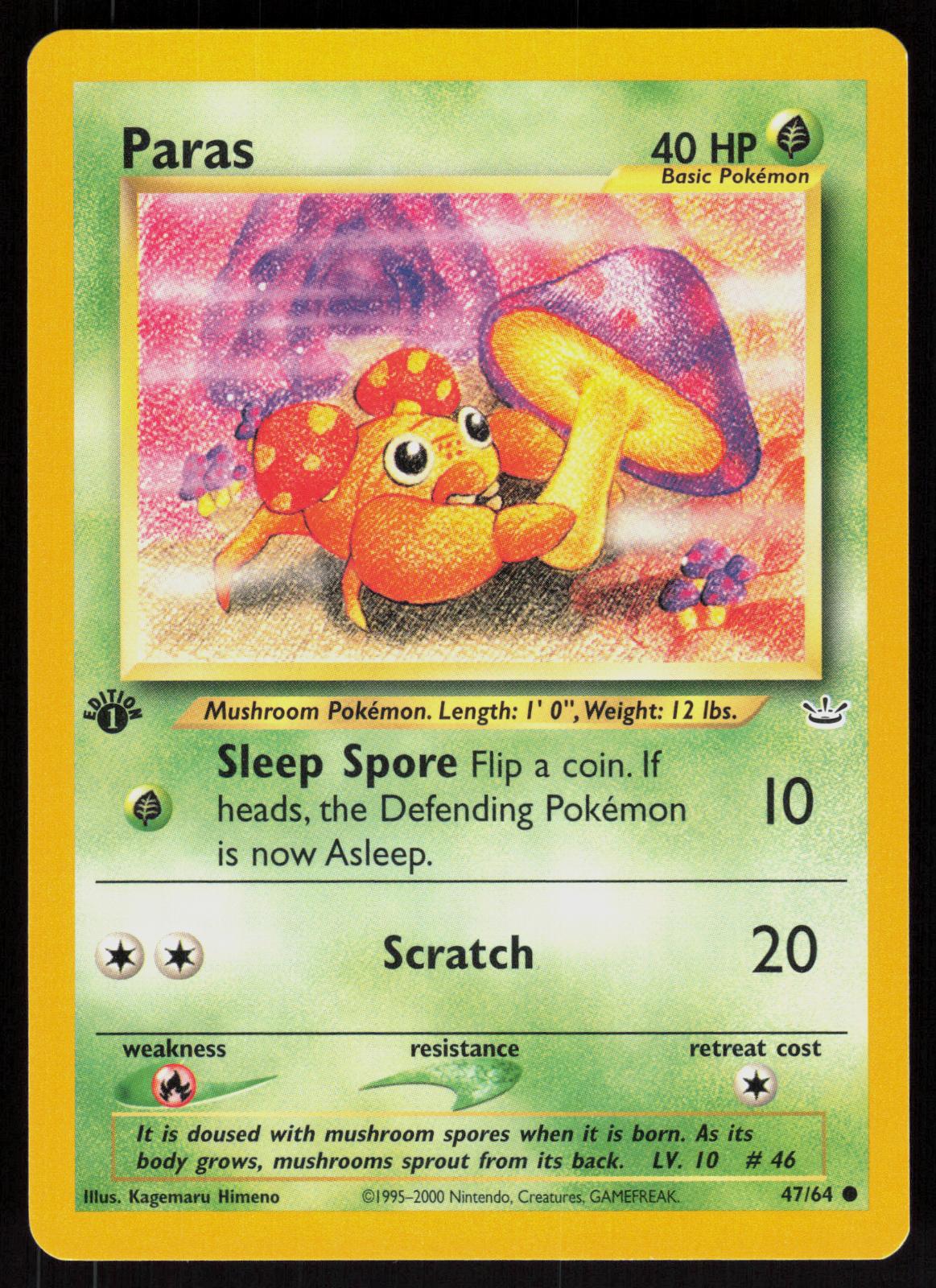 Pokemon Paras 47/64 Neo Revelation Common 1st Edition Near Mint