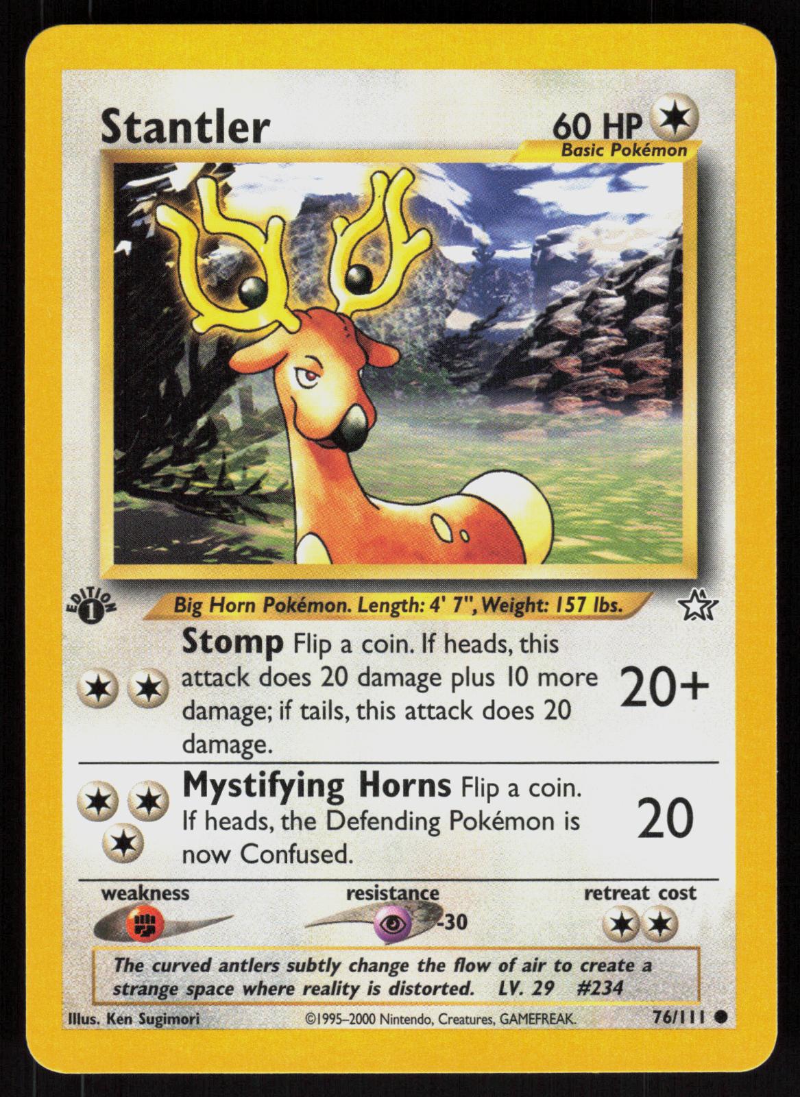 Pokemon Stantler 76/111 Neo Genesis Common 1st Edition Near Mint
