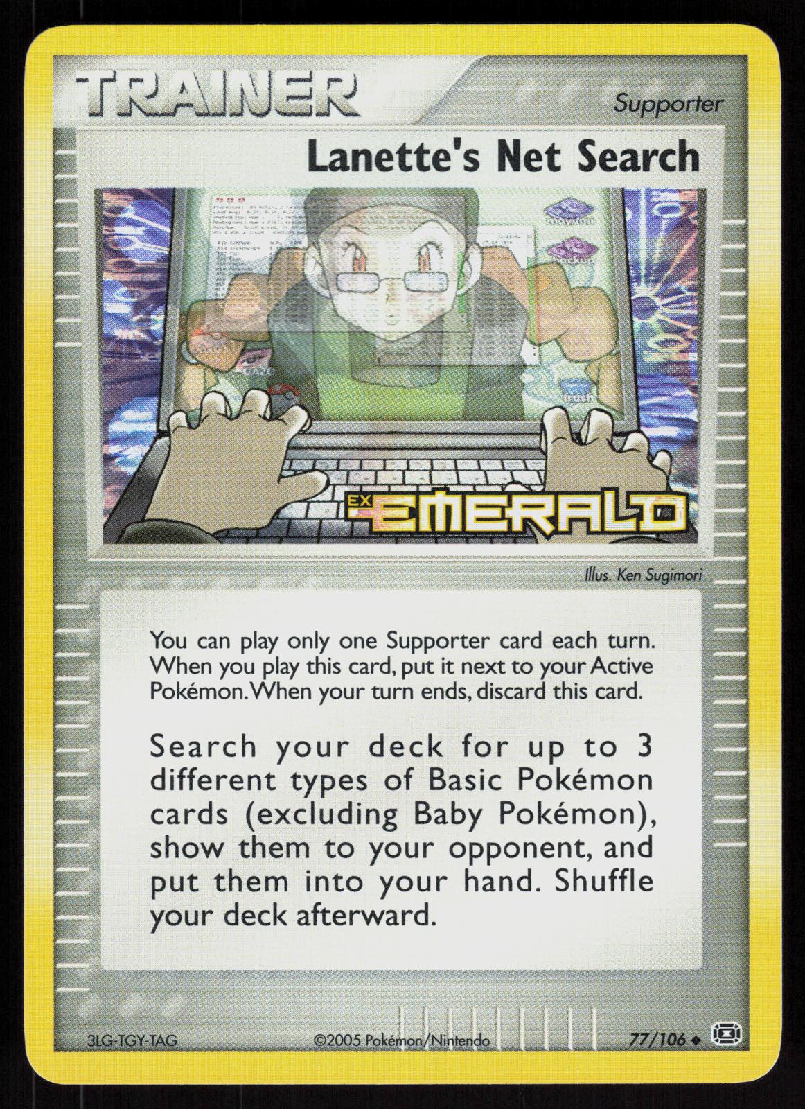 Pokemon Lanette's Net Search 77/106 Emerald Uncommon Reverse Holo Near Mint