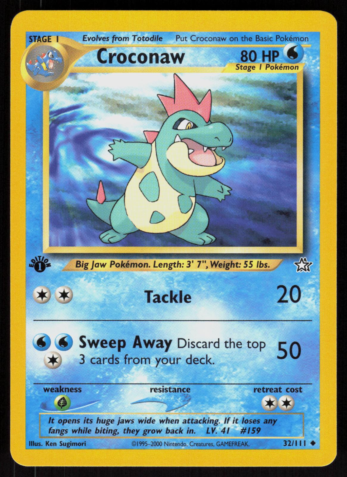 Pokemon Croconaw 32/111 Neo Genesis Uncommon 1st Edition Near Mint