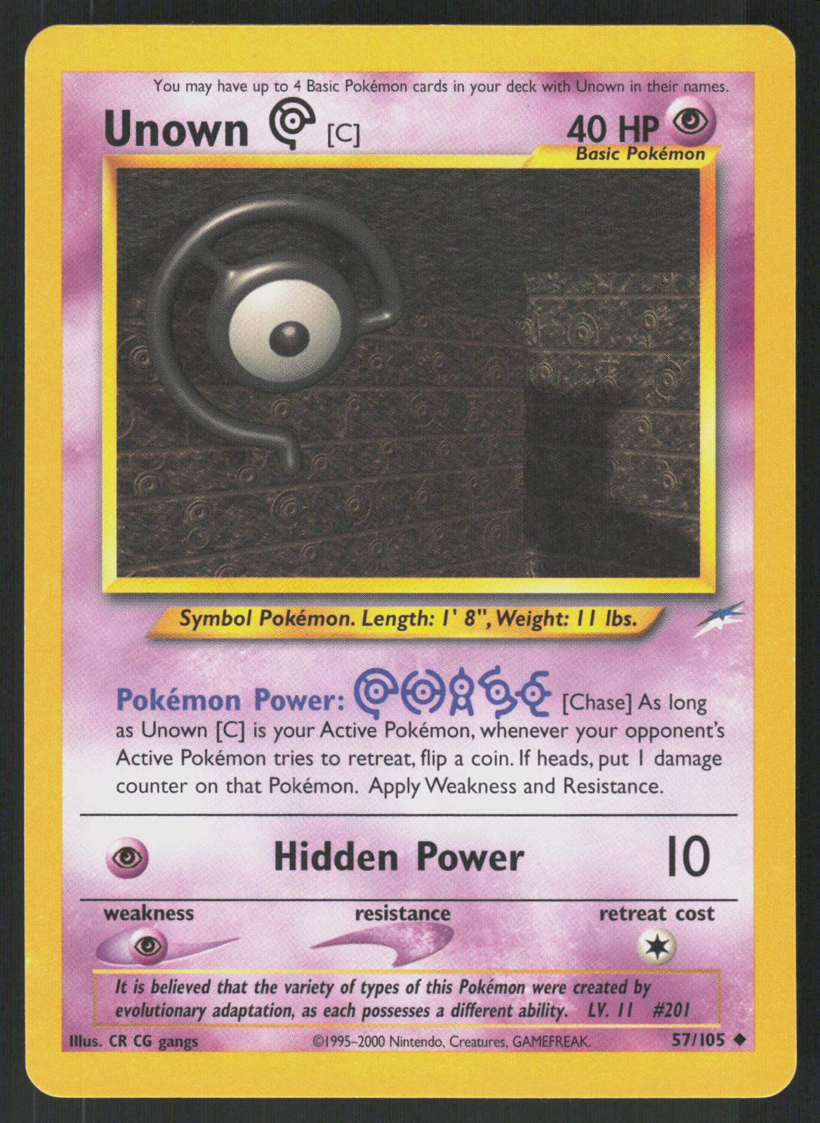 Pokemon Unown [C] 57/105 Neo Destiny Uncommon Near Mint