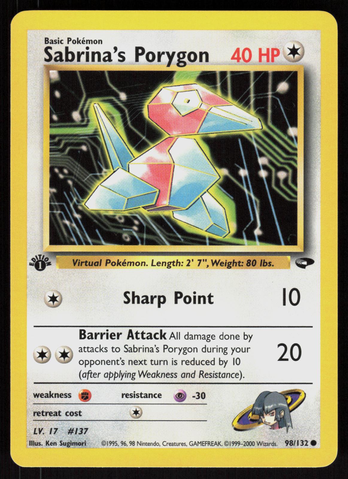 Pokemon Sabrina's Porygon 98/132 Gym Challenge Common 1st Edition Near Mint