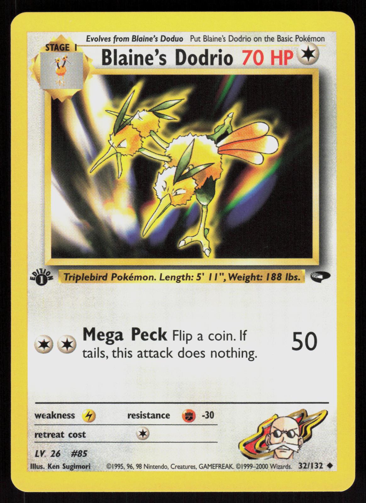 Pokemon Blaine's Dodrio 32/132 Gym Challenge Uncommon 1st Edition Near Mint