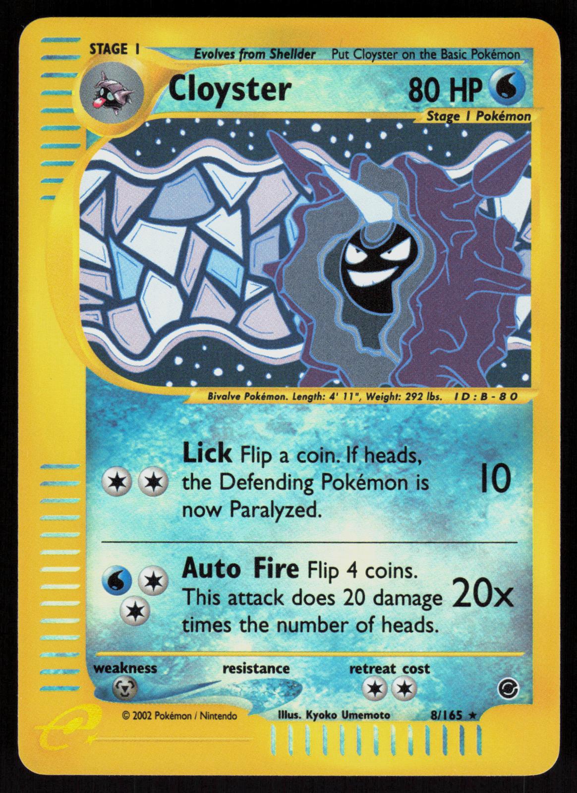Pokemon Cloyster 8/165 Expedition Base Set Rare Reverse Holo Near Mint