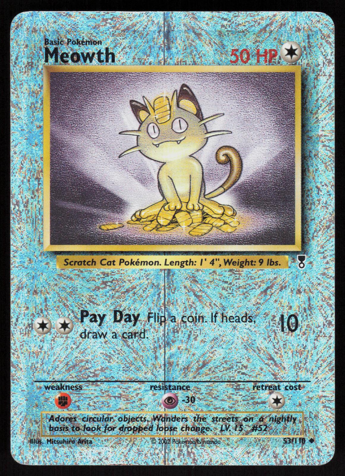 Pokemon Meowth 53/110 Legendary Collection Reverse Holo Moderately Played