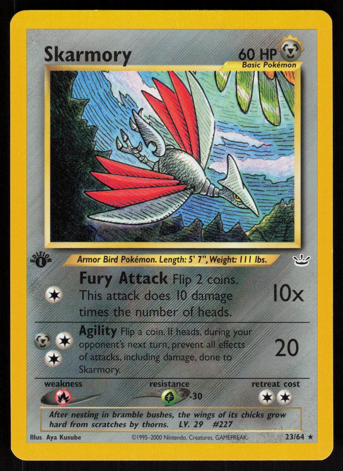 Pokemon Skarmory 23/64 Neo Revelation Rare 1st Edition Near Mint