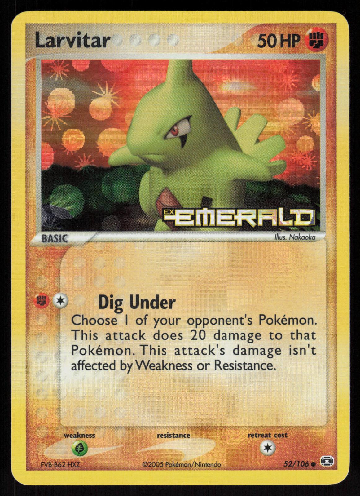 Pokemon Larvitar 52/106 Emerald Common Reverse Holo Near Mint
