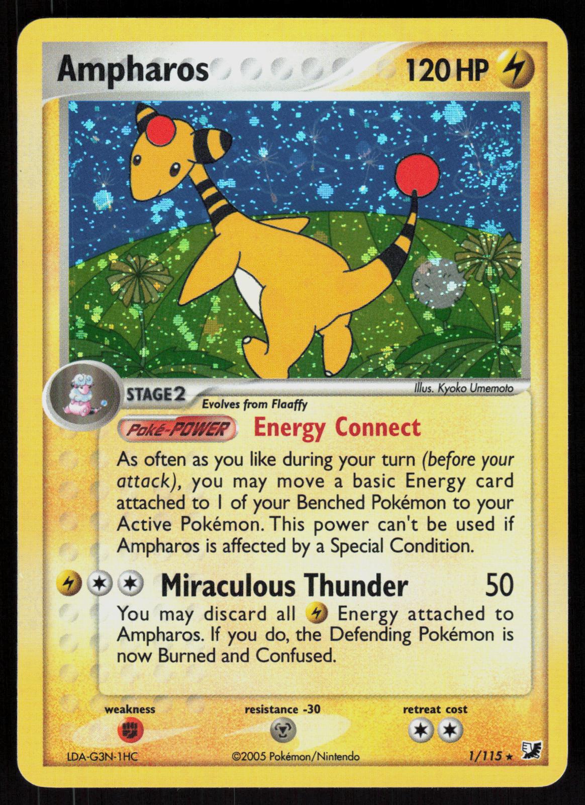 Pokemon Ampharos 1/115 Unseen Forces Holo Rare Holo Near Mint