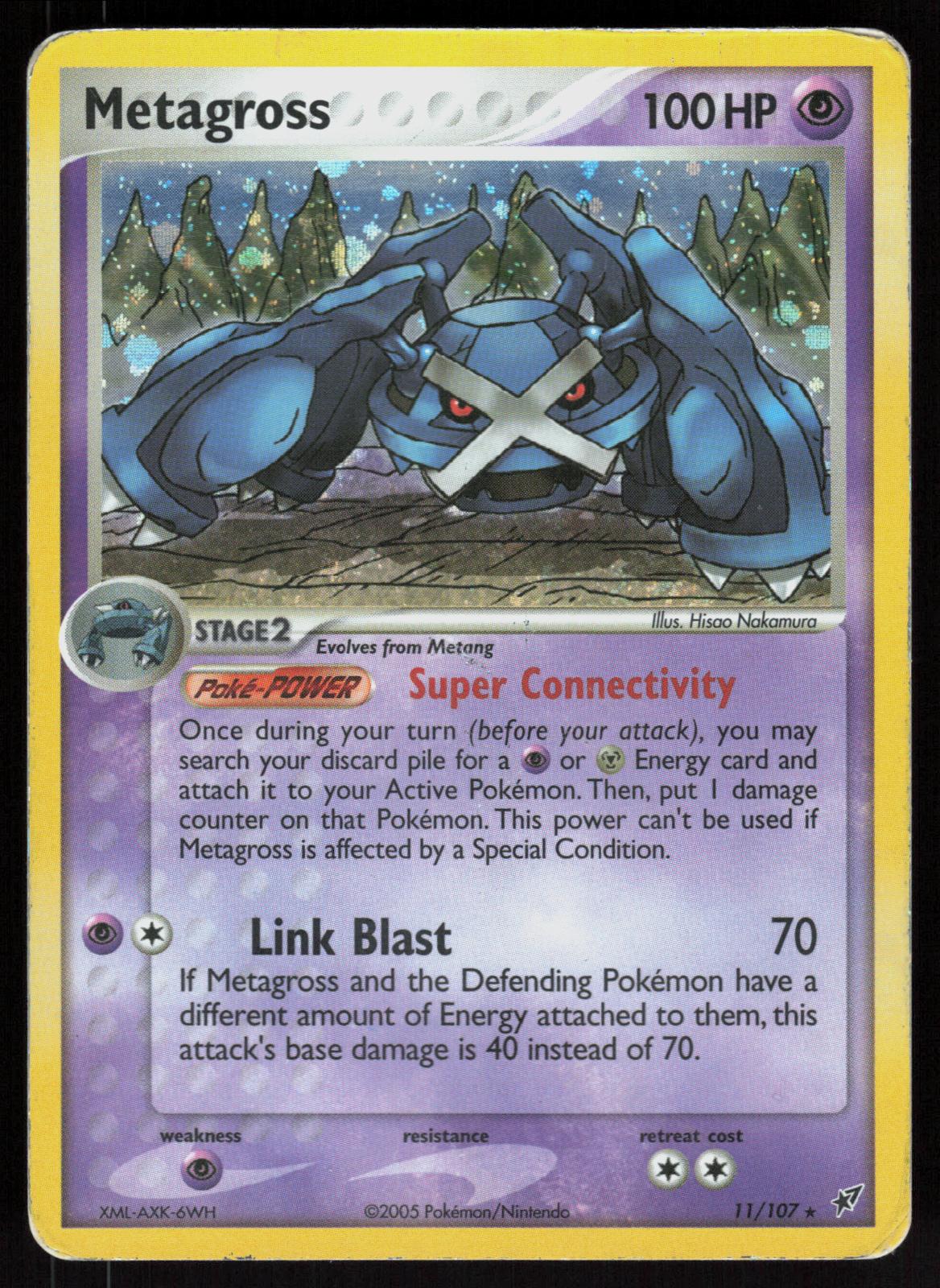 Pokemon Metagross 11/107 Deoxys Holo Rare Heavily Played