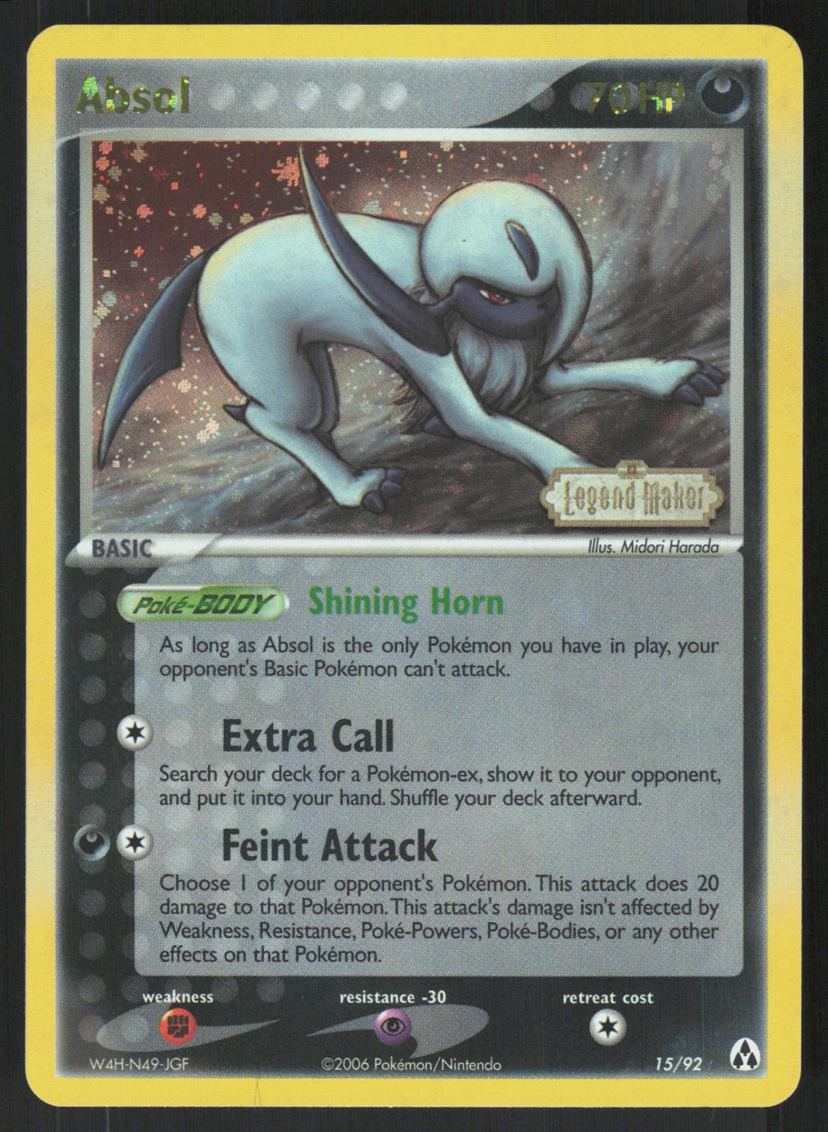 Pokemon Absol 15/92 Legend Maker Rare Reverse Holo Near Mint