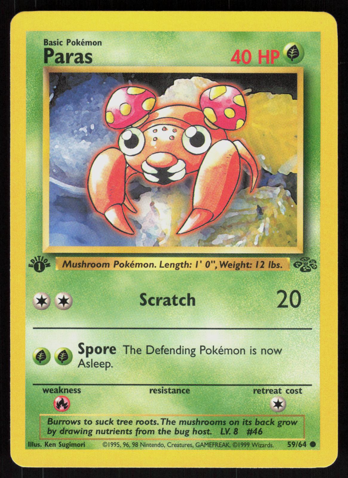 Pokemon Paras 59/64 Jungle Common 1st Edition Near Mint