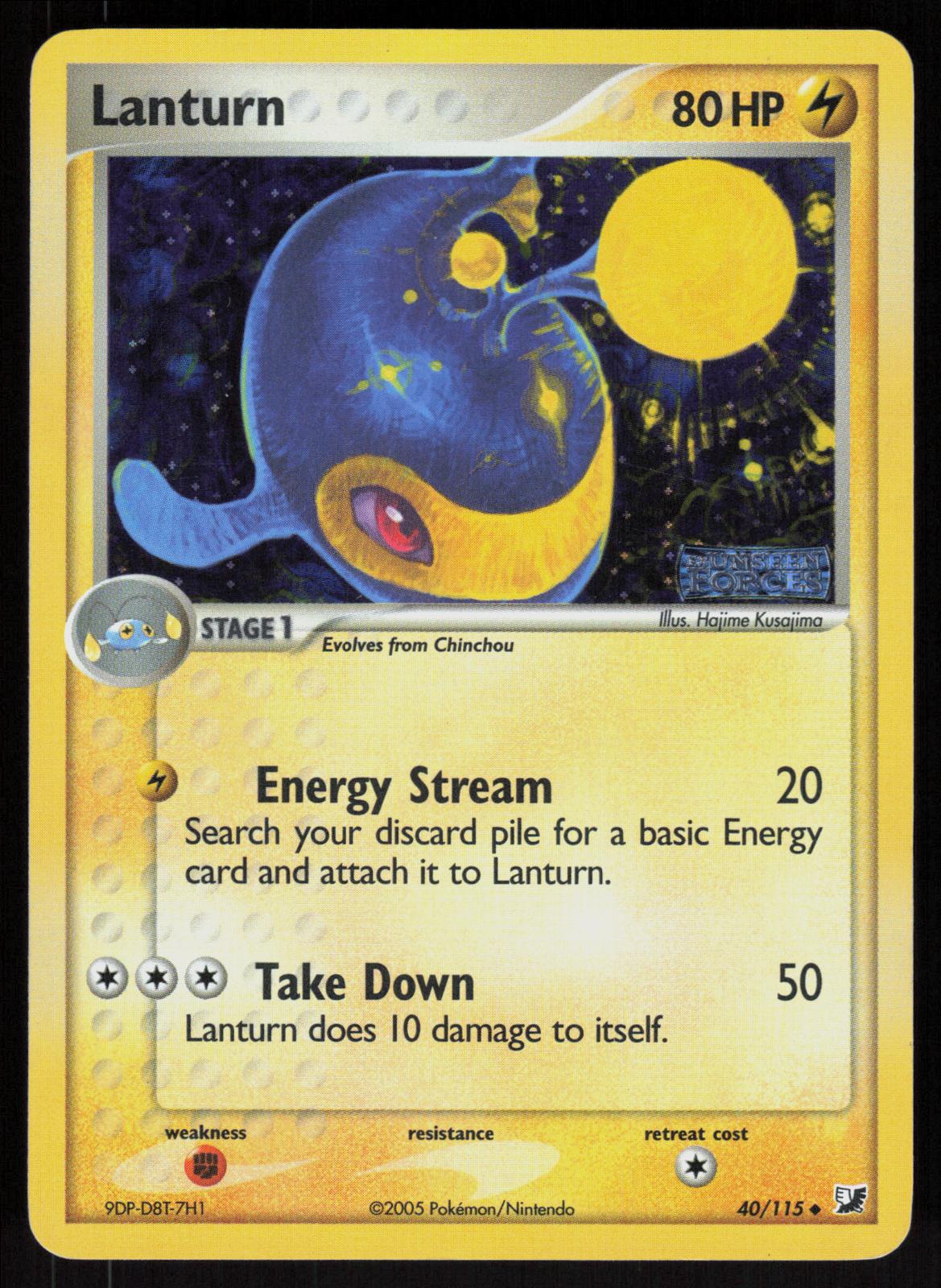 Pokemon Lanturn 40/115 Unseen Forces Uncommon Reverse Holo Near Mint
