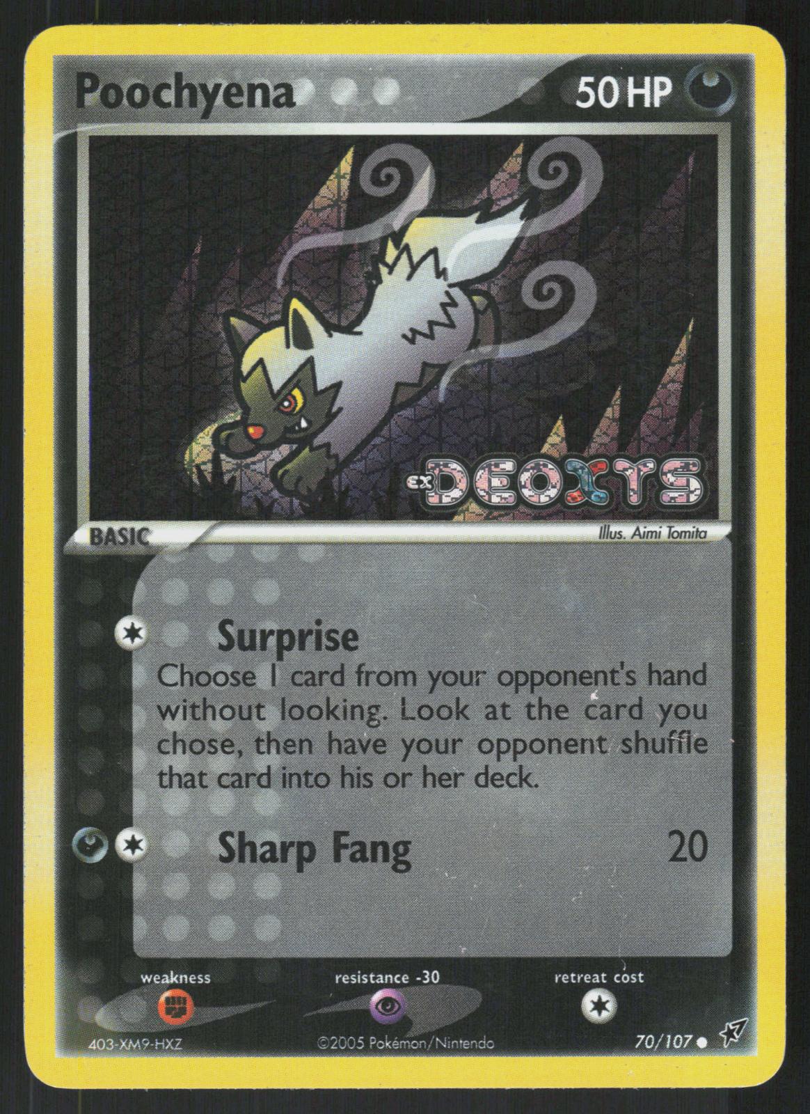 Pokemon Poochyena 70/107 Deoxys Common Reverse Holo Moderately Played