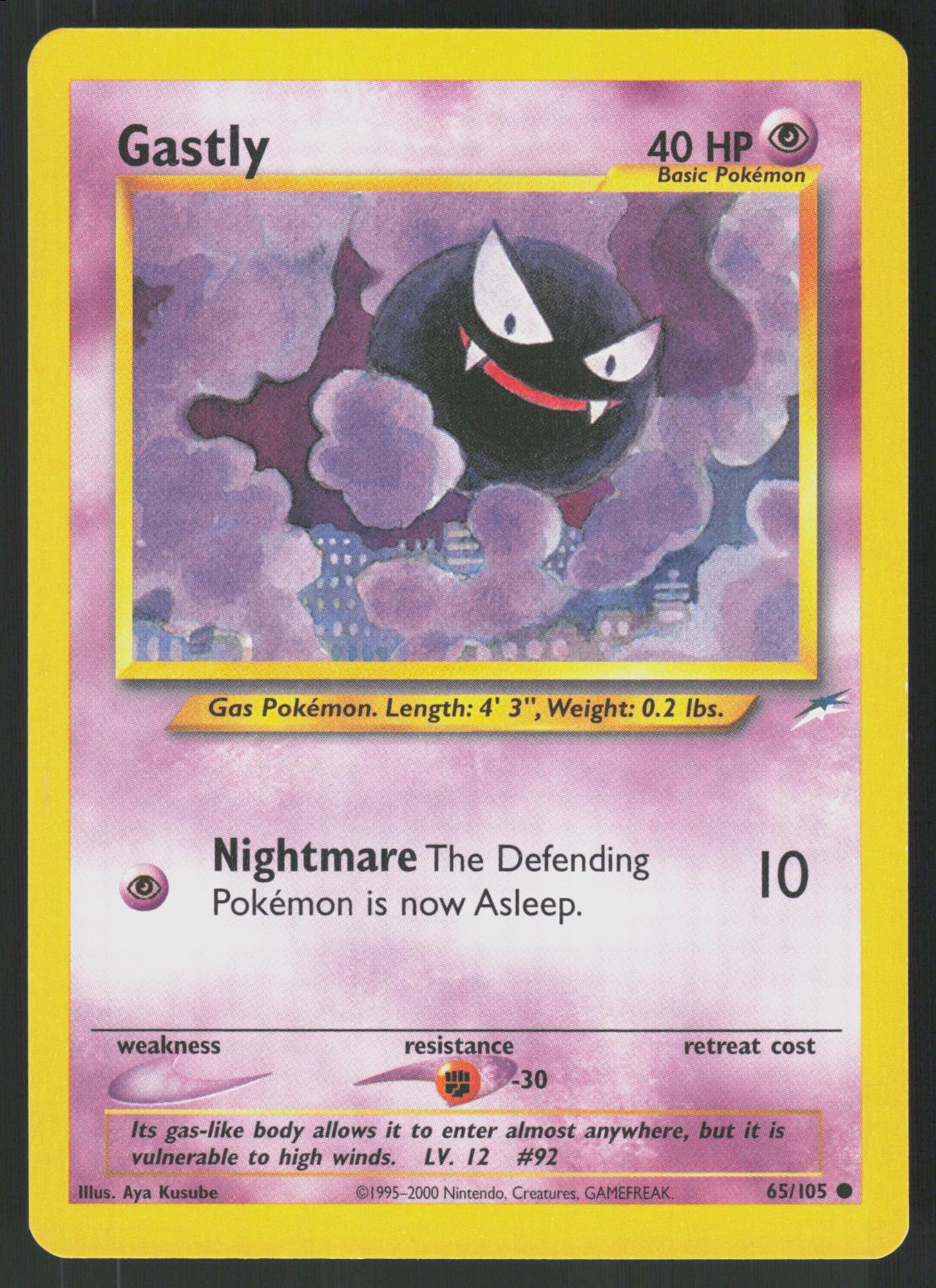 Pokemon Gastly 65/105 Neo Destiny Common Near Mint
