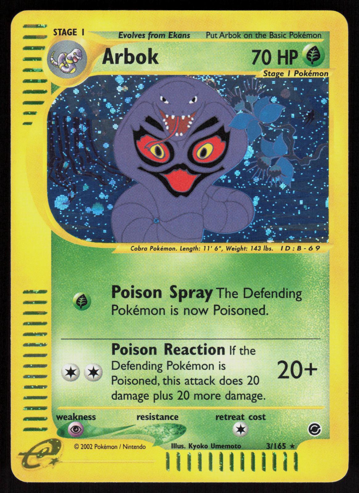 Pokemon Arbok 3/165 Expedition Base Set Holo Rare Lightly Played