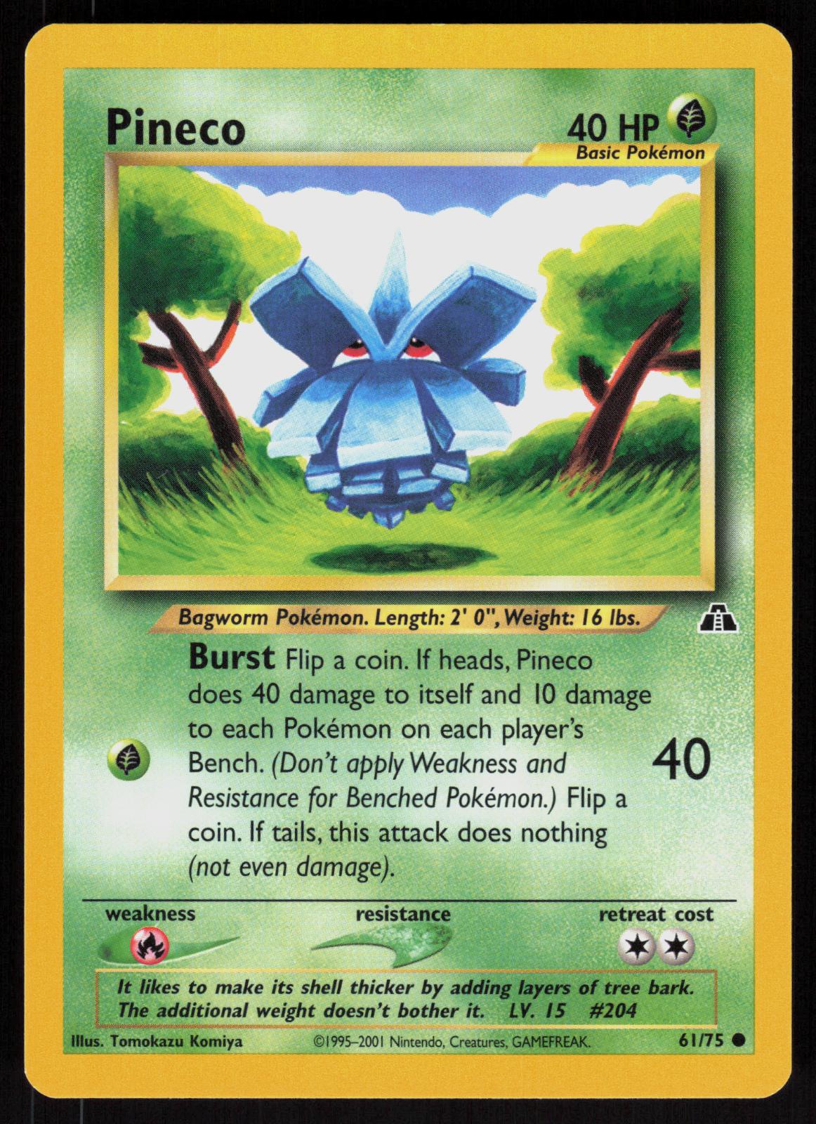Pokemon Pineco 61/75 Neo Discovery Common Near Mint