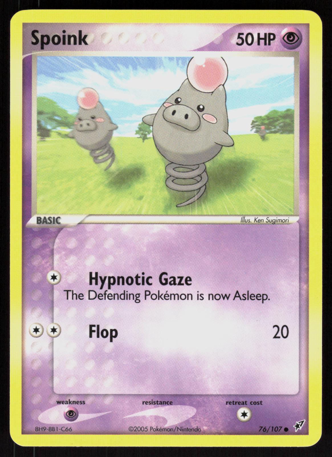 Pokemon Spoink 76/107 Deoxys Common Near Mint