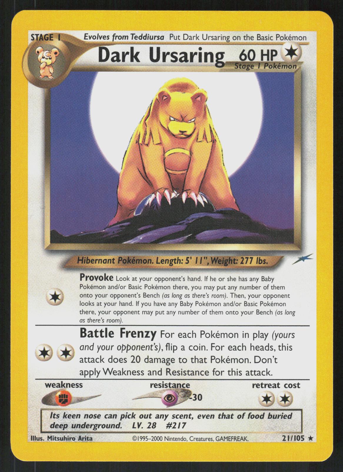 Pokemon Dark Ursaring 21/105 Neo Destiny Rare Near Mint