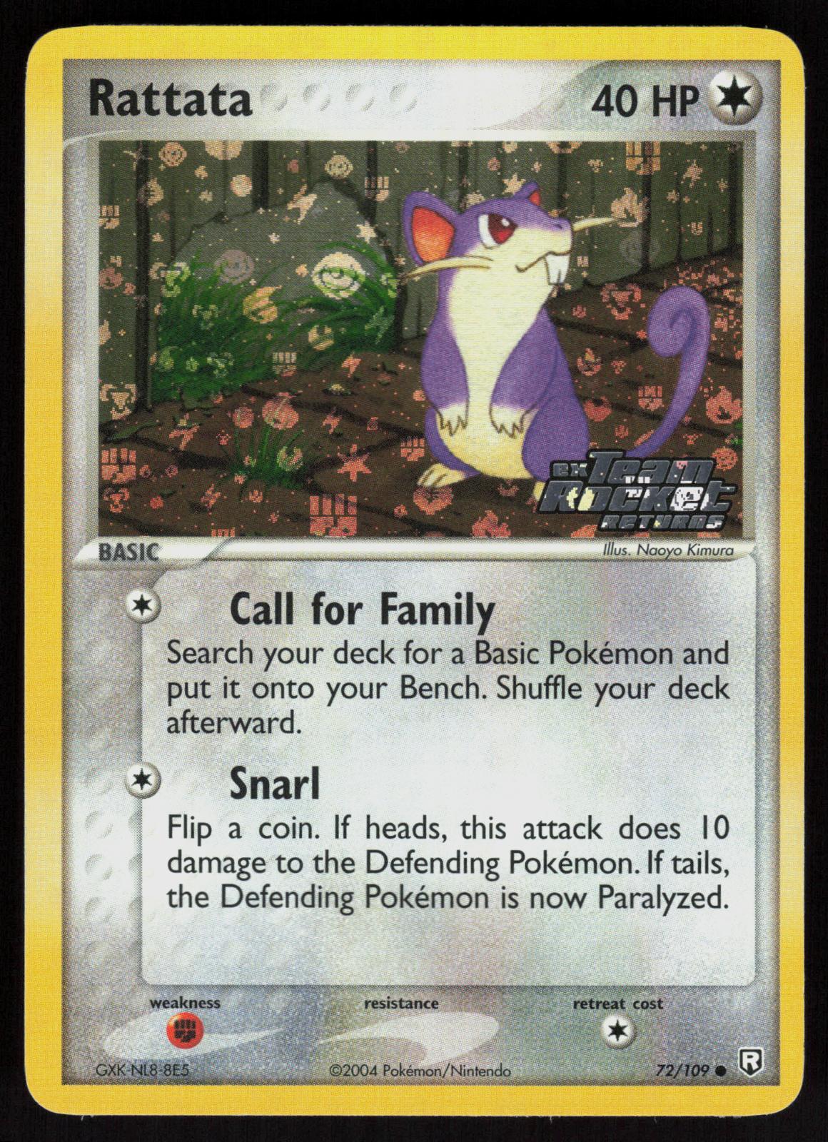 Pokemon Rattata 72/109 Team Rocket Returns Common Reverse Holo Near Mint