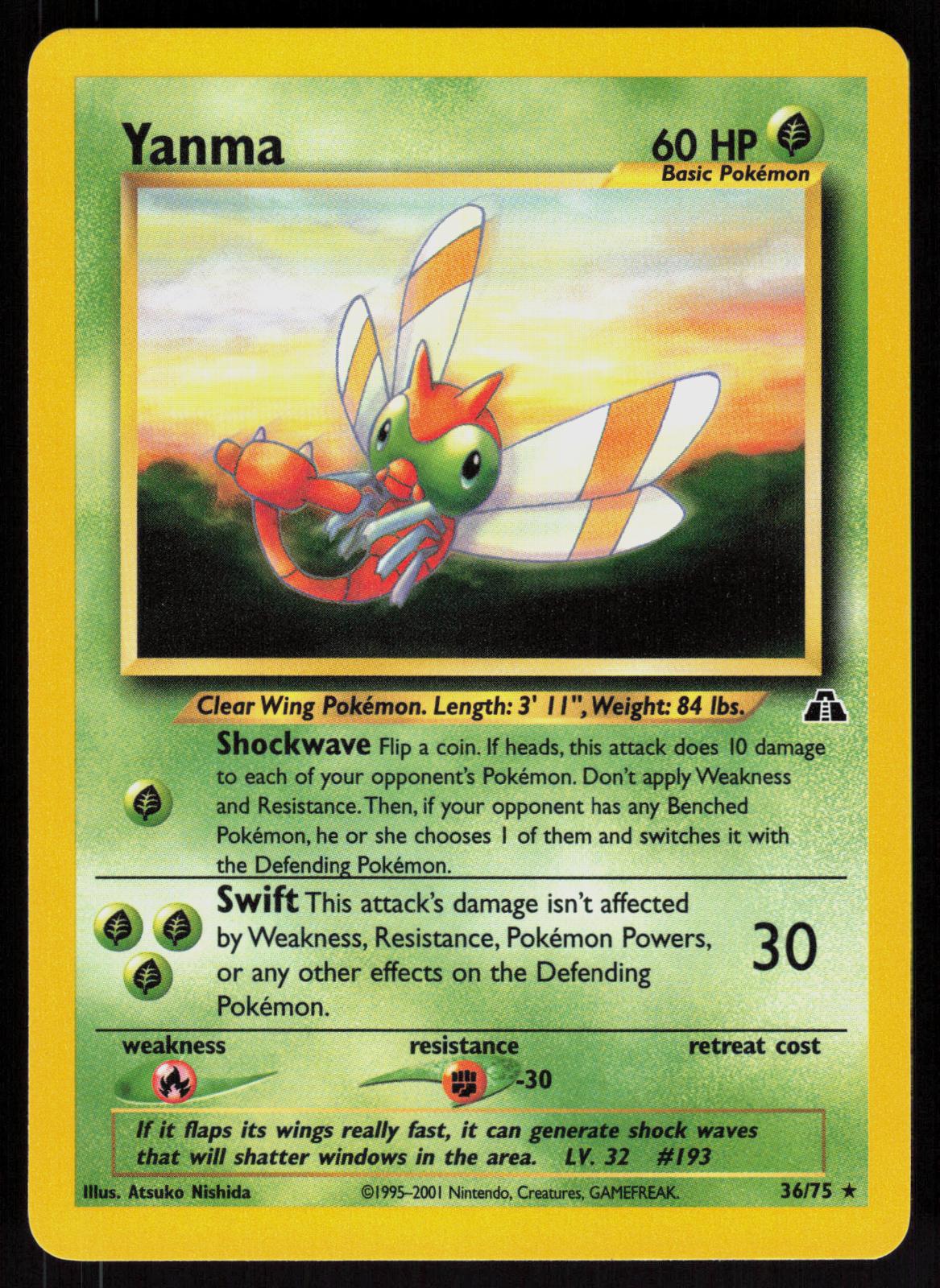 Pokemon Yanma 36/75 Neo Discovery Rare Near Mint